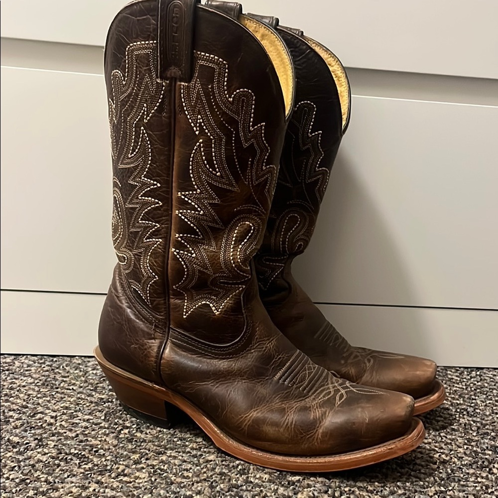 Men/Women Boulet Brown Leather Cowboy Boots
